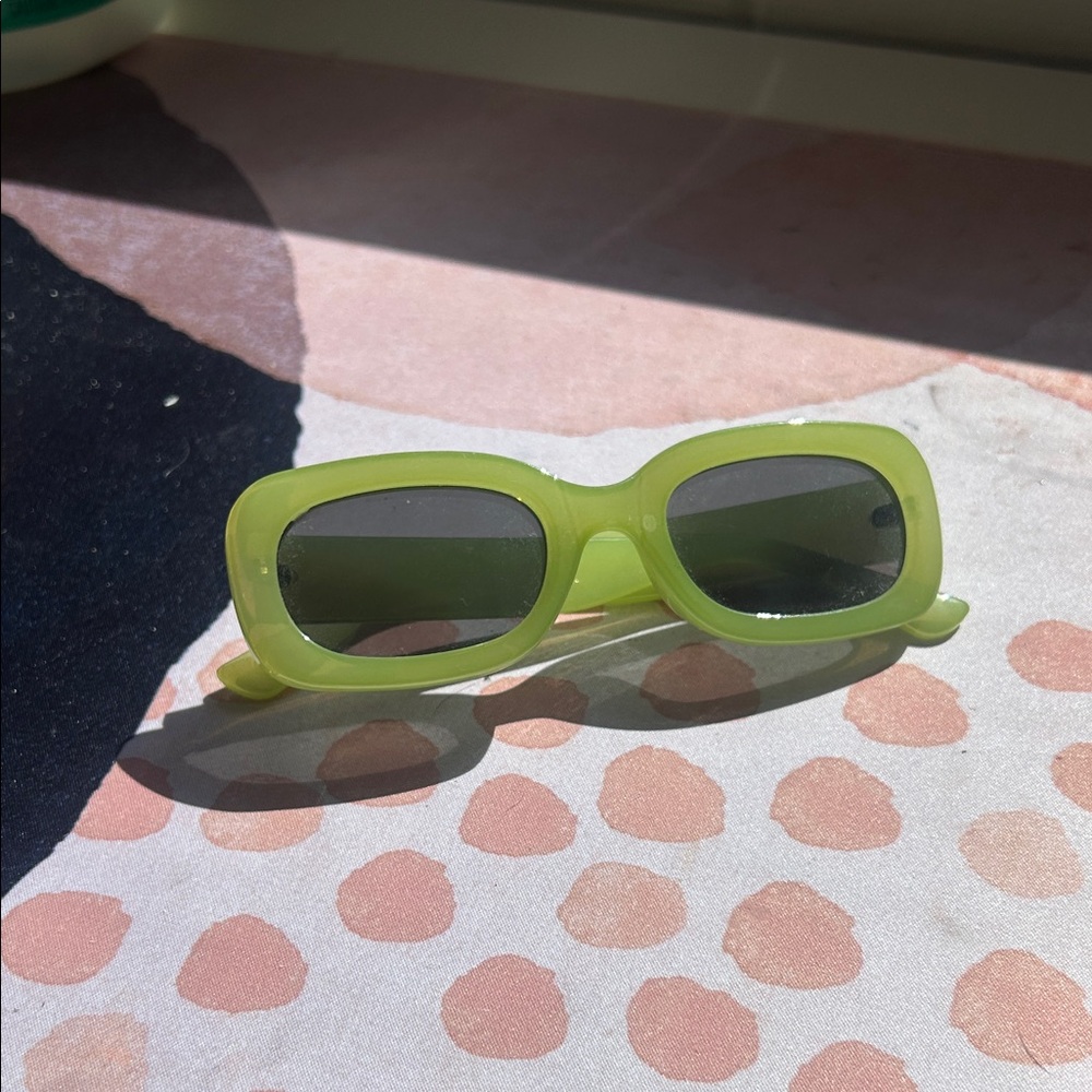 Lime Green Rectangular Sunglasses